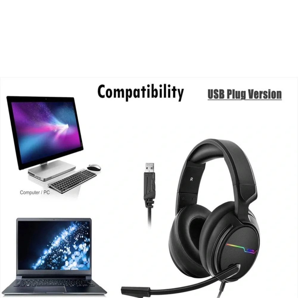 EUC Wired Gaming Headset USB 7.1 Surround Sound Gaming Headset Xiberia 3.5mm